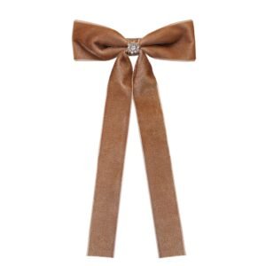 Iconic Velvet Bow Barrette in Mocha Mousse